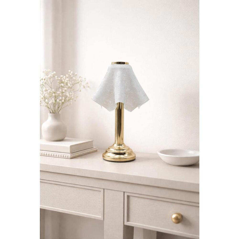 Vintage PartyLite Venetian Tealight Lamp | Frosted Shade & Gold Base